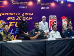 Uji Coba Pertandingan Voli di Indonesia Arena